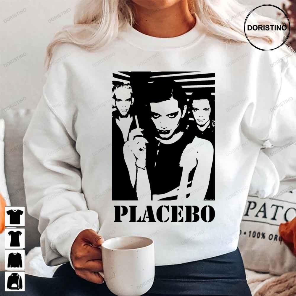 White And Black Art Placebo Rock Members Limited Edition T shirts